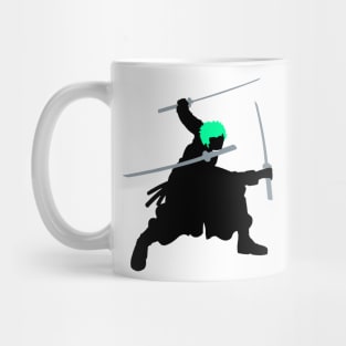 Zoro Triple Swords Green Hair Silhouette Mug